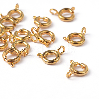 Golden Tone Jewelry Components Brass Spring Ring Clasps X-EC095-G-1
