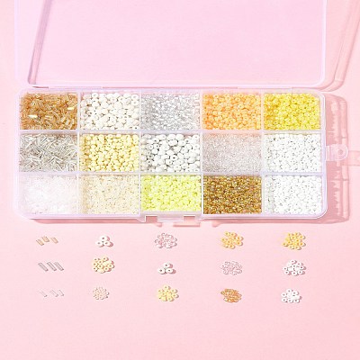 DIY Round Glass Beads Bracelets Making Kits SEED-FS0001-34-1