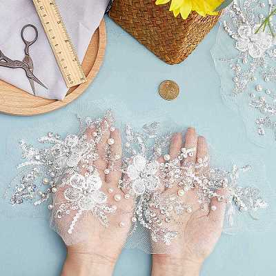 2Pcs 2 Style Flower of Life Pattern Polyester Computerized Embroidery Appliques DIY-GF0006-90-1