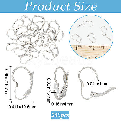 304 Stainless Steel Leverback Earring Findings STAS-SP0001-03B-1
