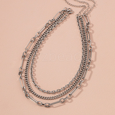 Alloy Chain 3 Layered Necklaces FS-WG7F0DA-03-1