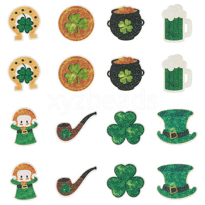 40Pcs 8 Styles Saint Patrick's Day Cloth Polyester Embroider Sew On Patches PATC-TA0001-60-1