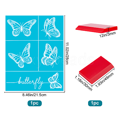 1 Sheet Butterfly Pattern Self-Adhesive Silk Screen Printing Stencil DIY-GF0004-06-1