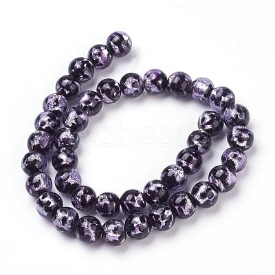 Handmade Silver Foil Lampwork Beads Strands FOIL-L016-A01-1