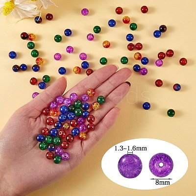 300Pcs 6 Colors Spray Painted Crackle Glass Beads CCG-SZ0001-11E-1