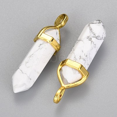 Natural Howlite Double Terminated Pointed Pendants G-G902-B21-1