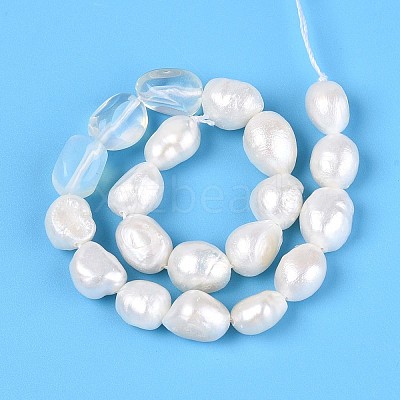 Opalite Nuggets & Cultured Freshwater Pearl Beads Strands PEAR-N023-01A-18-1