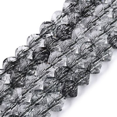 Crackle Transparent Glass Beads Strands GLAA-N068-02A-01-1