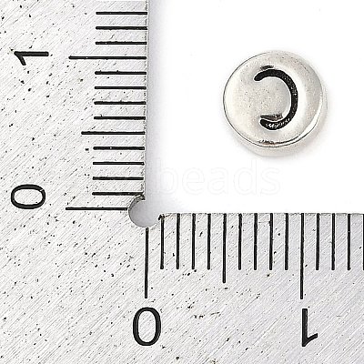 925 Sterling Silver Flat Round with Letter Beads LS-STER-G044-01AS-C-1