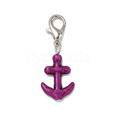 Synthetic Turquoise Anchor Pendant Decorations HJEW-JM04324-1
