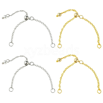 4Pcs 2 Colors Adjustable Brass Chain Finger Ring Making RJEW-CJ00001-1