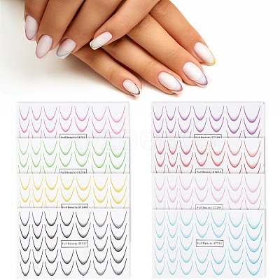8Pcs Gradient Line Nail Art Stickers MRMJ-GF0001-59-1