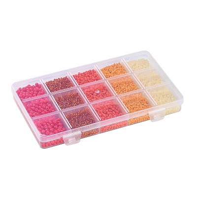 DIY 15 Grids ABS Plastic & Glass Seed Beads Jewelry Making Finding Beads Kits DIY-G119-02C-1