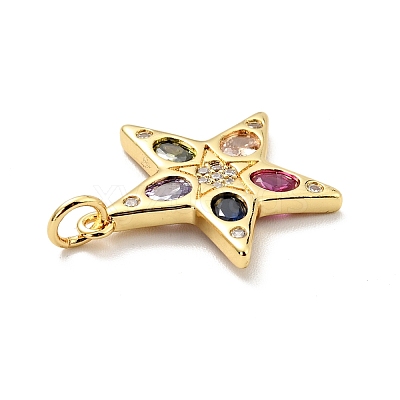 Brass Micro Pave Cubic Zirconia Pendants KK-E015-28G-1