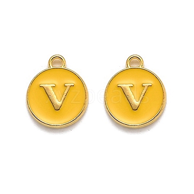 Golden Plated Alloy Enamel Charms X-ENAM-Q437-13V-1