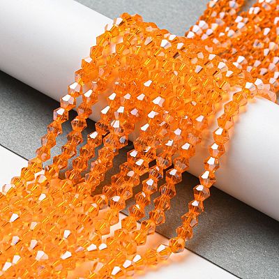 Transparent Electroplate Glass Beads Strands GLAA-F029-4mm-C23-1