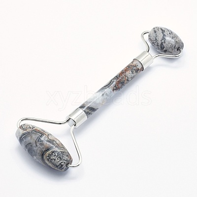 Natural Map Stone/Picasso Stone/Picasso Jasper Brass Face Massager MRMJ-G009-11P-1