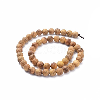 Natural Wood Beads Strands X-WOOD-F008-05-C-1