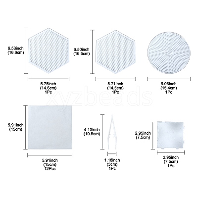 Hexagon & Flat Round & Square ABC Plastic Pegboards DIY-YW0008-46-1