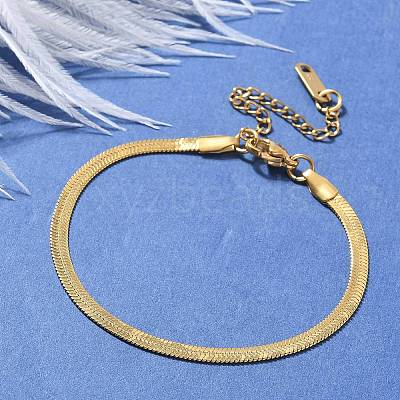 304 Stainless Steel Snake Chain Bracelets for Women Men STAS-S157-36A-G-1