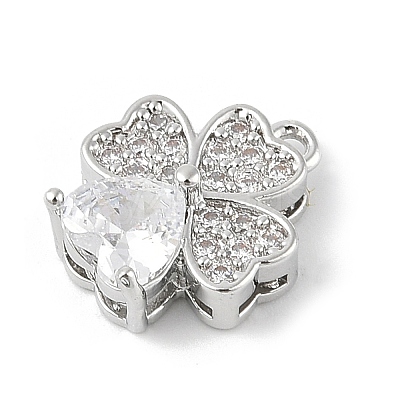 Brass Micro Pave Clear Cubic Zirconia Charms KK-R219-30P-1