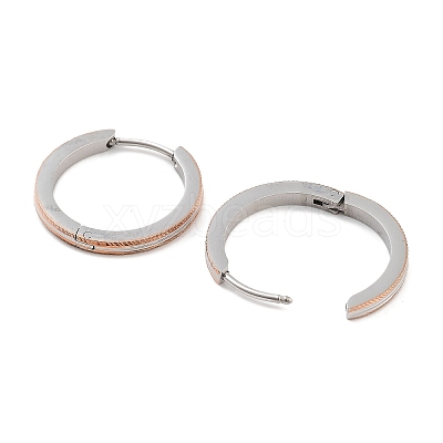 304 Stainless Steel Textured Huggie Hoop Earrings for Women EJEW-C096-35A-1