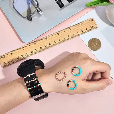 6Pcs 2 Styles Glass Beaded Decorative Rings for Smartwatch Band AJEW-CP0009-94B-1
