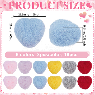 18Pcs 6 Colors Handmade Wool Felt Heart Ornament DIY-NB0014-70-1