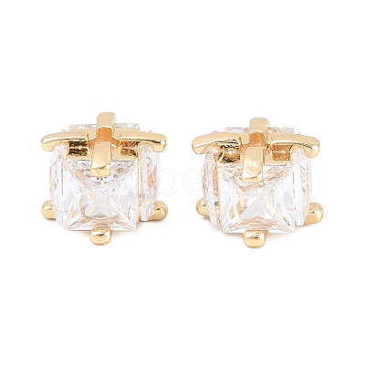 Brass Clear Cubic Zirconia Beads KK-B186-21B-G-1