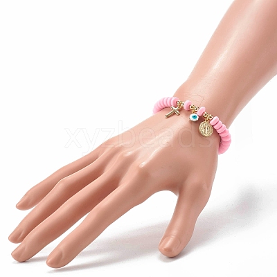 Handmade Polymer Clay Beads Stretch Bracelets BJEW-JB06564-1
