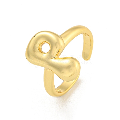 Brass Letter Open Cuff Rings for Women RJEW-G313-01P-G-1