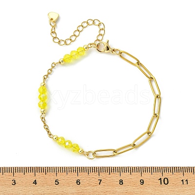 Electroplated Glass Rondelle Beads Link Bracelets BJEW-JB13677-1