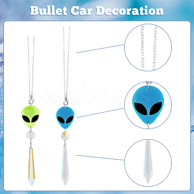 Electroplate Glass Bullet Pendant Decorations HJEW-PH01827-1