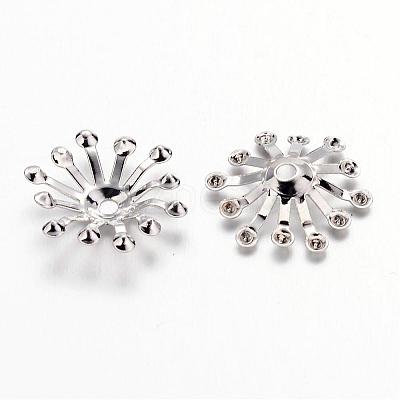 Platinum Iron Flower Bead Caps X-IFIN-D001-P-1
