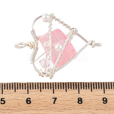 Electroplated Natural Quartz Copper Wire Wrapped Pendants PALLOY-TA00429-03-1