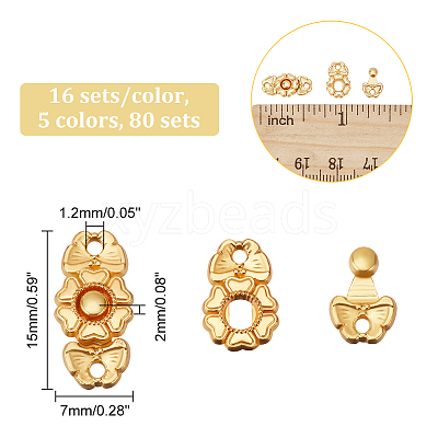 80 Sets 5 Colors Flower Alloy Snap Lock Clasps FIND-NB0004-03-1