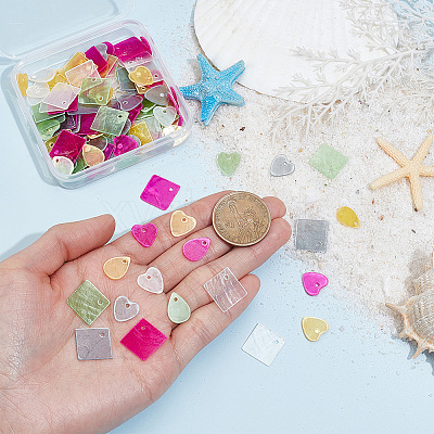 150Pcs 15 Styles Spray Painted Natural Capiz Shell Pendants SHEL-PH0001-74-1