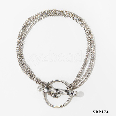 304 Stainless Steel Curb Chain Multi-strand Bracelets FS-WGE868D-06-1