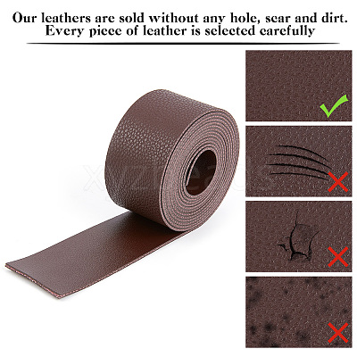 2M Flat Single Face Lychee Pattern Imitation Leather Band LC-WH0010-02B-02-1