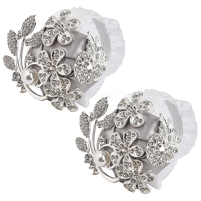 Silk Cloth & Zinc Alloy Crystal Rhinestone Wrist Corsage AJEW-WH0314-928-1