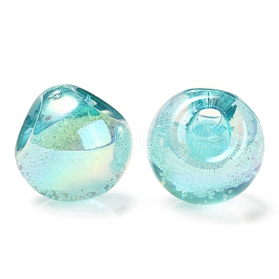 UV Plating Rainbow Iridescent Acrylic Beads OACR-G012-06A-1