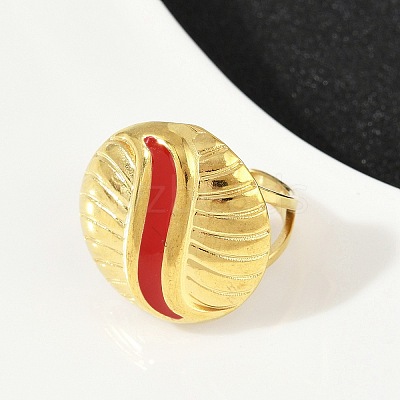 Flat Round 304 Stainless Steel Enamel Finger Rings for Women RJEW-G355-07G-02-1