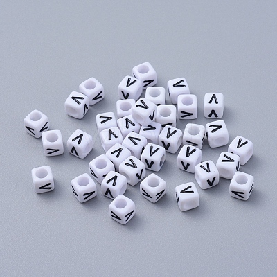 Acrylic Horizontal Hole Letter Beads PL37C9308-V-1