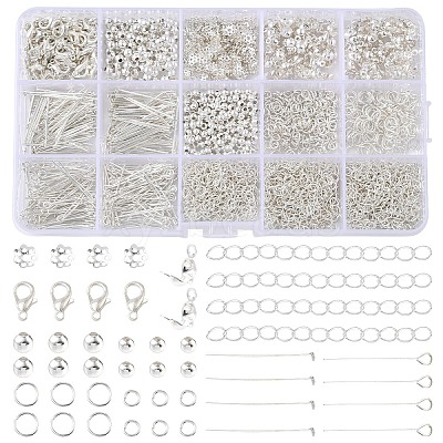 Alloy Lobster Claw Clasps & Iron Bead Tips & Eye Pin & Bead Caps & Spacer Beads & Open Jump Rings Findings Kits FIND-YW0008-89-1