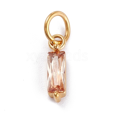 304 Stainless Steel Cubic Zirconia Pendants STAS-E487-21-1