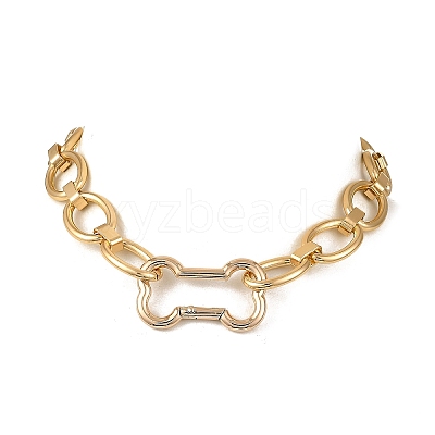Aluminum Oval Link Chain Necklaces with Dog Bone Shaped Zinc Alloy Rock Climbing Carabiners NJEW-JN06413-1
