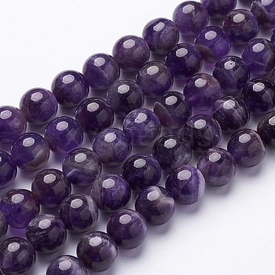 15 inch Round Natural Amethyst Beads Strands X-GSR12mmC062-1