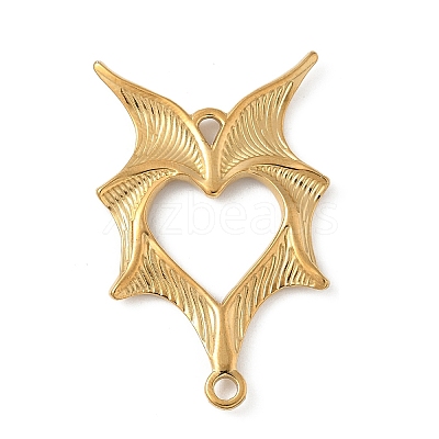 304 Stainless Steel Bat Wings Heart Links Connector Charms X-STAS-S186-13G-1