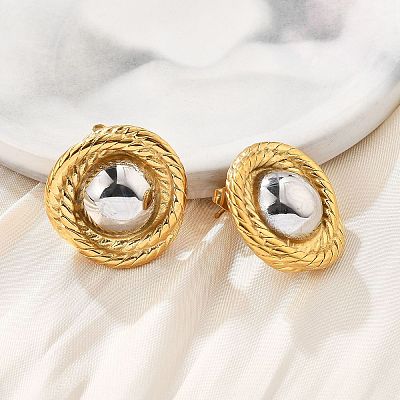 304 Stainless Steel Stud Earrings EJEW-D319-10G-1