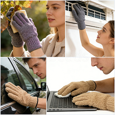6Pcs 3 Colors Superfine Fiber Dedusting Gloves AJEW-CY0002-61-1